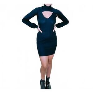 NEW EDIT BY NINE sweater mini dress with cropped shrug set in black